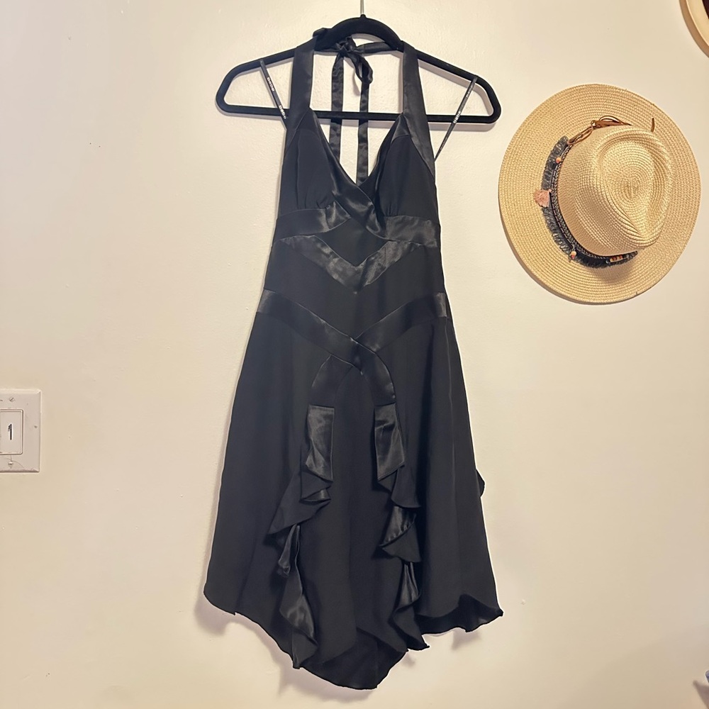bebe Isla black halter dress